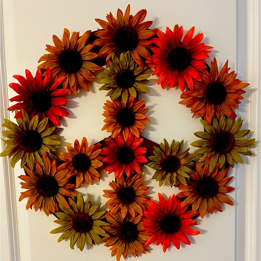 Wreath for door or wall peace sign lovers